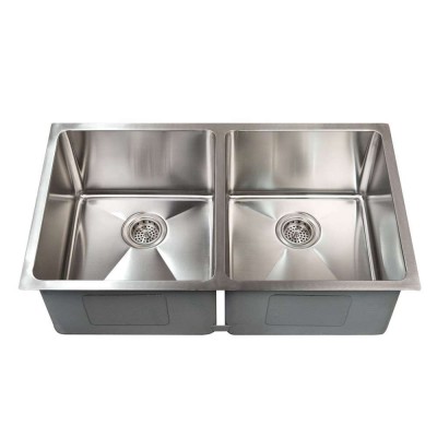 Oem Rectangular Double Bowl Stainless Steel Kitchen Sink With Brushed Finished